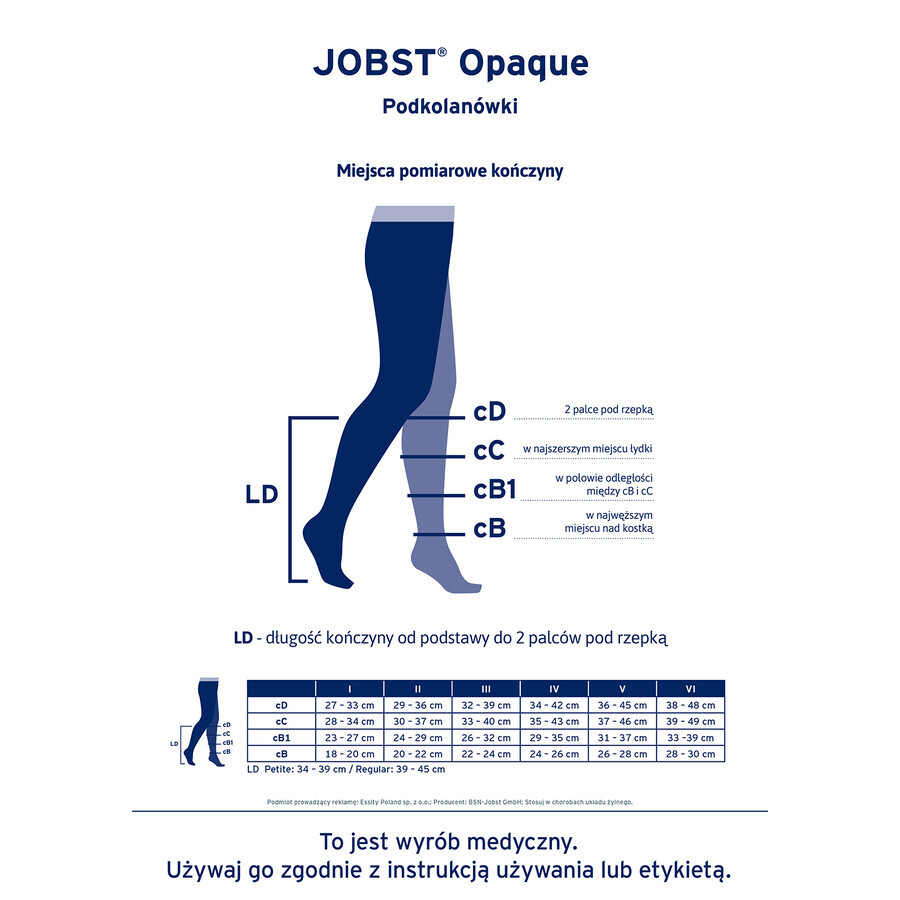 Jobst Opaque, Kompressionskniestrümpfe, CCL2, geschlossene Spitze, Größe 5, natur