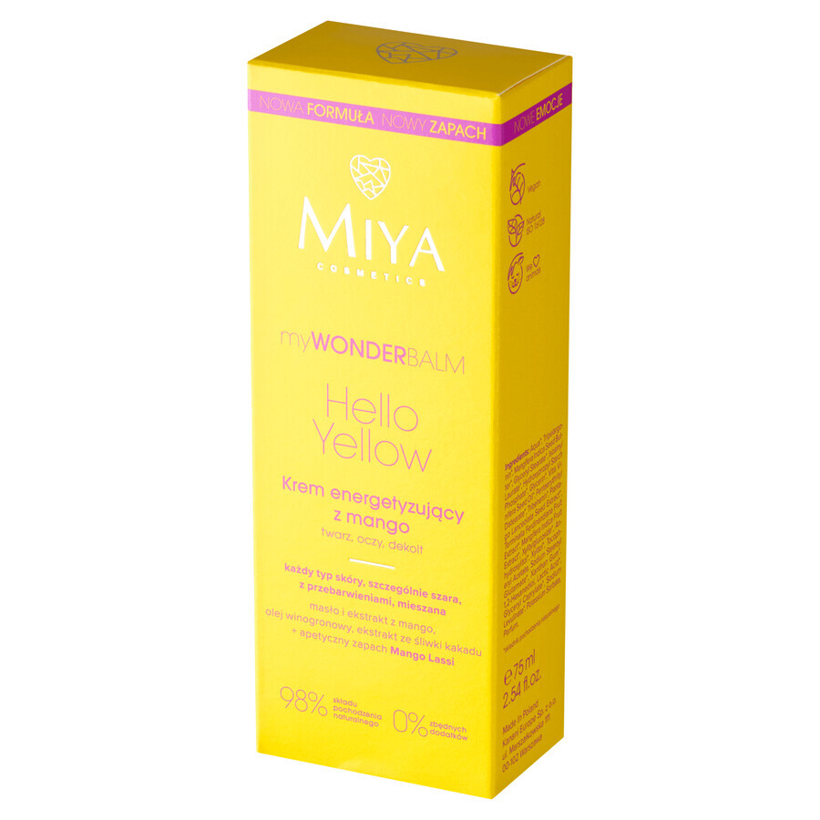 Miya myWONDERBALM Hello Yellow, energetisierende Creme mit Mango, 75 ml