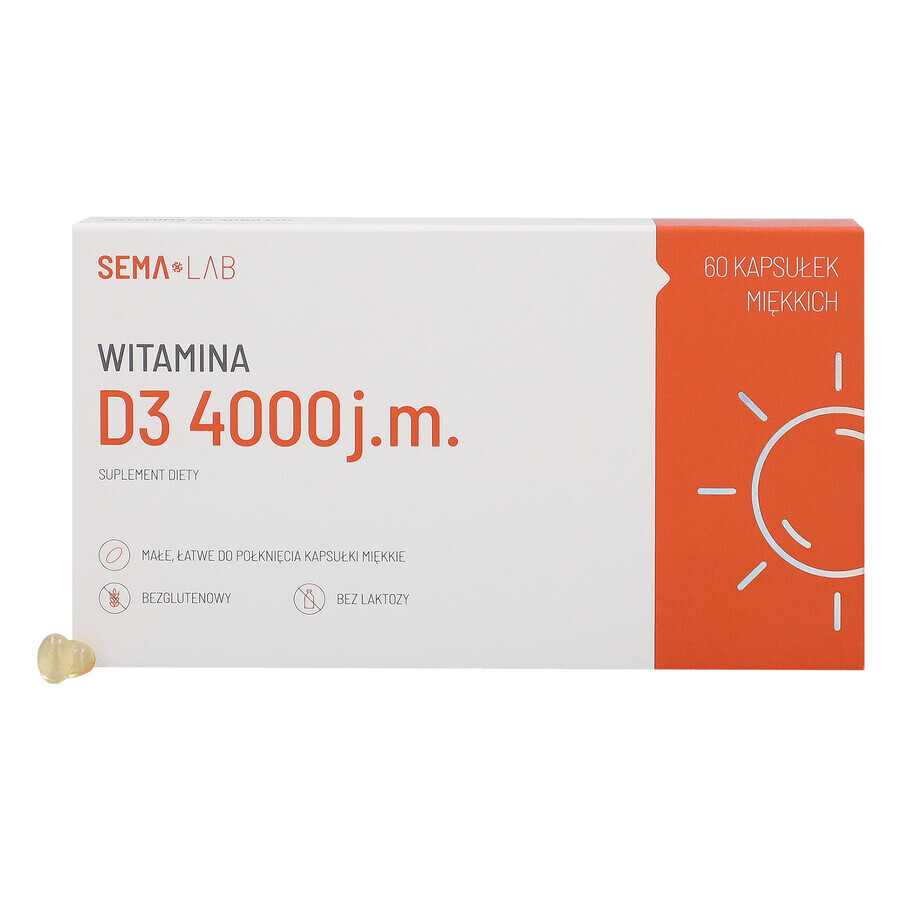 SEMA Lab Vitamin D3 4000 IU, 60 soft capsules