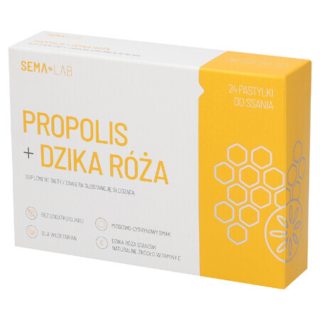 SEMA Lab Propolis + Wildrose, Honig- und Zitronengeschmack, 24 Lutschtabletten