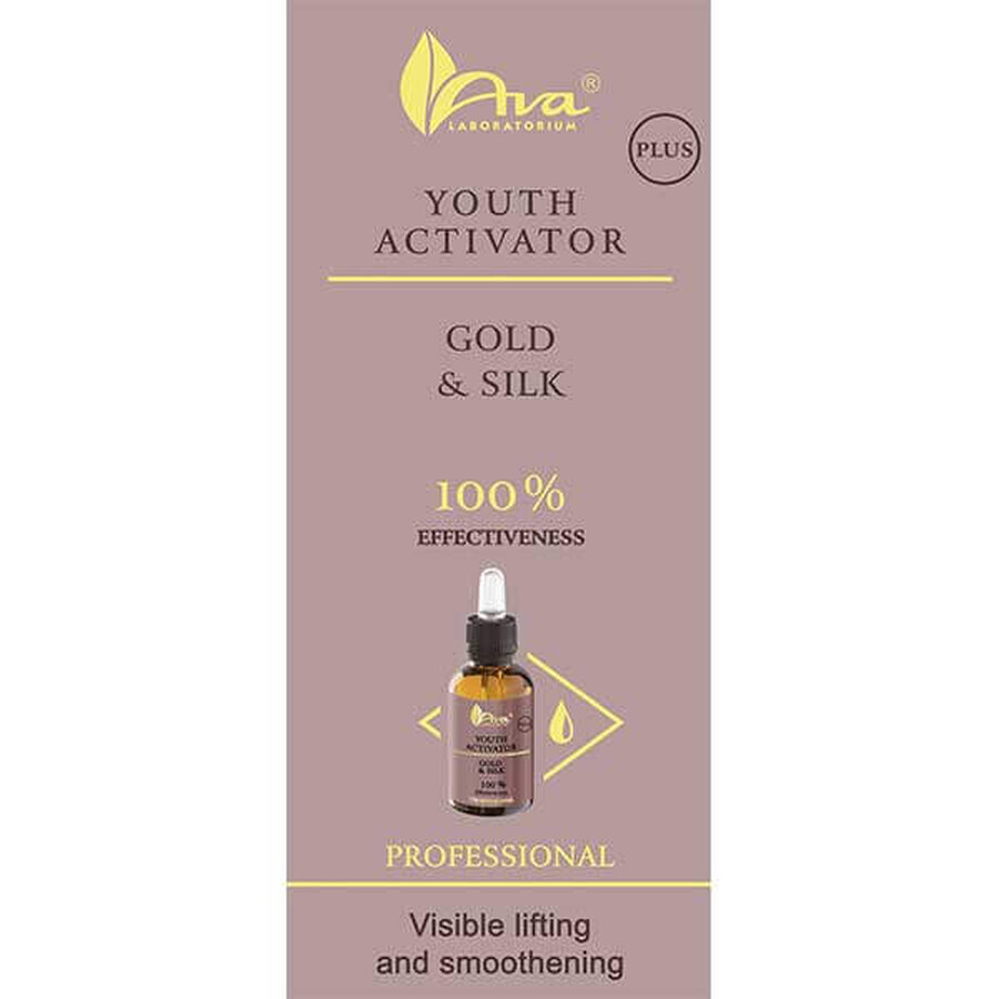 Ava Youth Activator Plus, gold and silk facial serum, 30 ml