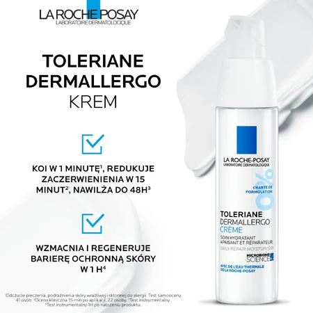 La Roche-Posay Toleriane Dermallergo, crème visage, soin hydratant régénérant, 40 ml