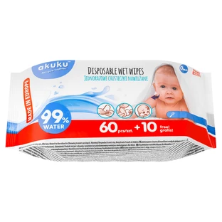 AKUKU, vochtige doekjes, A0031, vanaf de geboorte, 60 stuks + 10 gratis