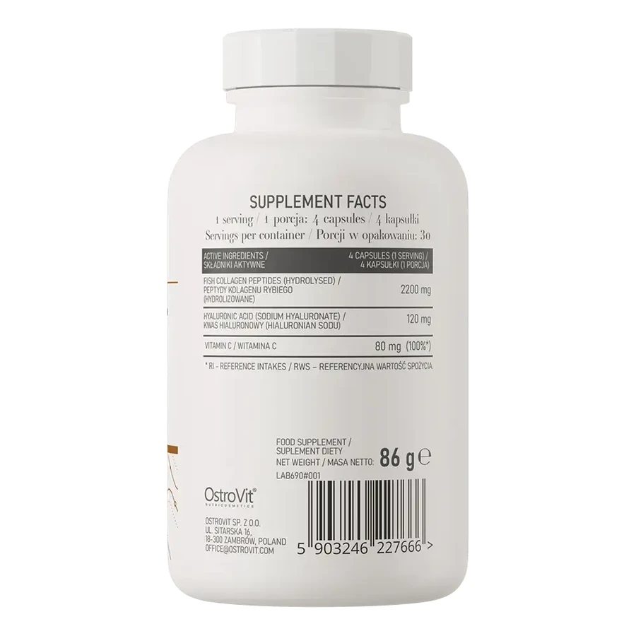 OstroVit marine collagen + hyaluronic acid + vitamin C, 120 capsules