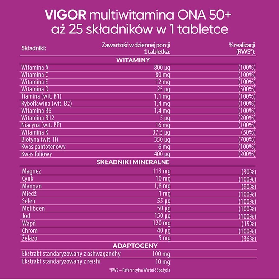 Vigor Multivitamin Ona 50+, 60 Tabletten