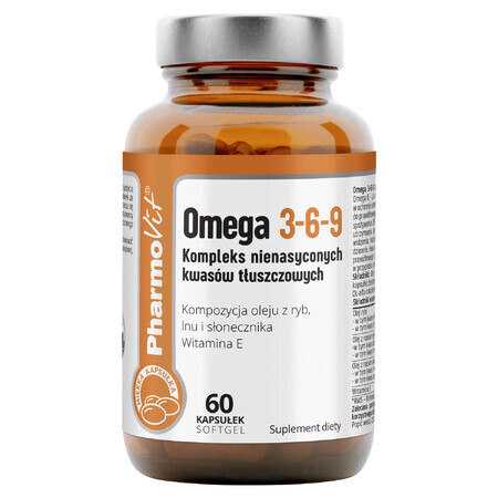 PharmoVit Omega 3-6-9, ein Komplex aus ungesättigten Fettsäuren, 60 Weichkapseln