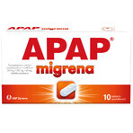 Apap Migraine 250 mg + 250 mg + 65 mg, 10 film-coated tablets