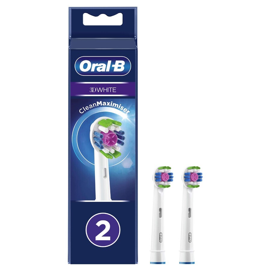 Oral-B 3D White, vârfuri de schimb pentru periuța de dinți electrică Clean Maximiser, EB 3DW 18-2 N, 2 bucăți