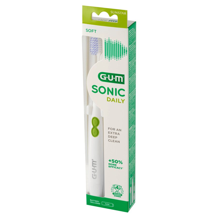 Sunstar Gum Sonic Daily, periuță de dinți sonică, albă, 1 buc