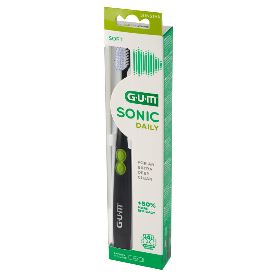 Sunstar Gum Sonic Daily, Sonic Toothbrush, Black, 1 pc