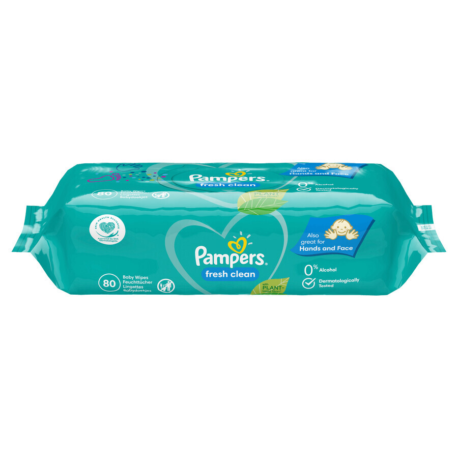 Pampers Fresh Clean, toallitas húmedas, 6 x 80 piezas