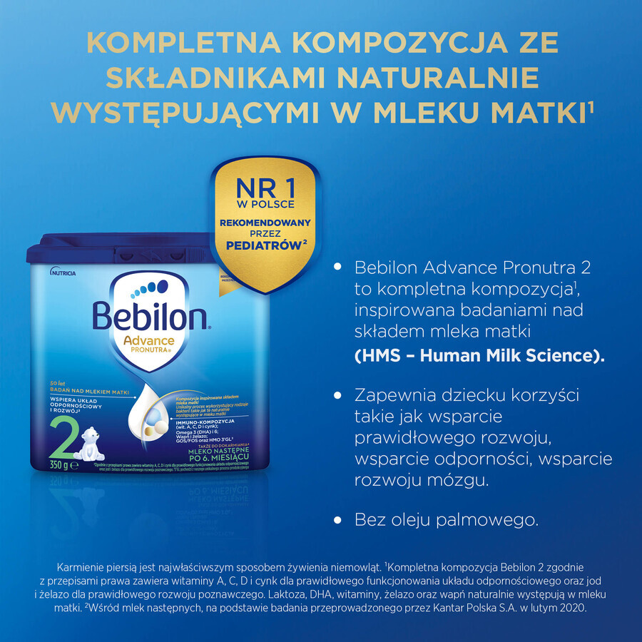 Bebilon Advance Pronutra 2, lait de suite, plus de 6 mois, 350 g