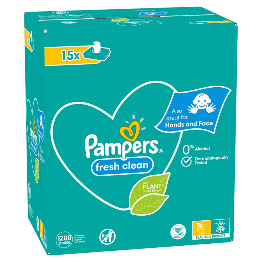 Pampers Fresh Clean, salviette umidificate, 15 x 80 pz.