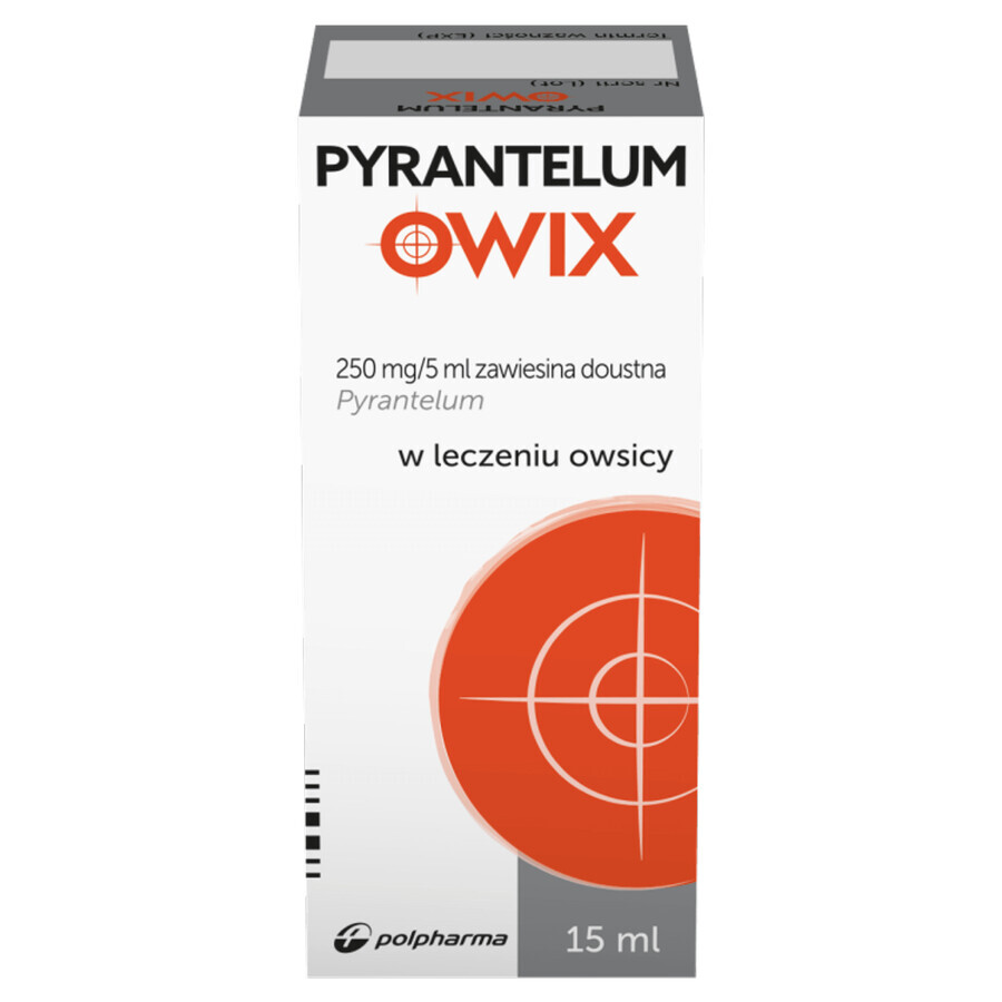 Pyrantelum OWIX, 250 mg/ 5ml, sospensione orale, 15 ml