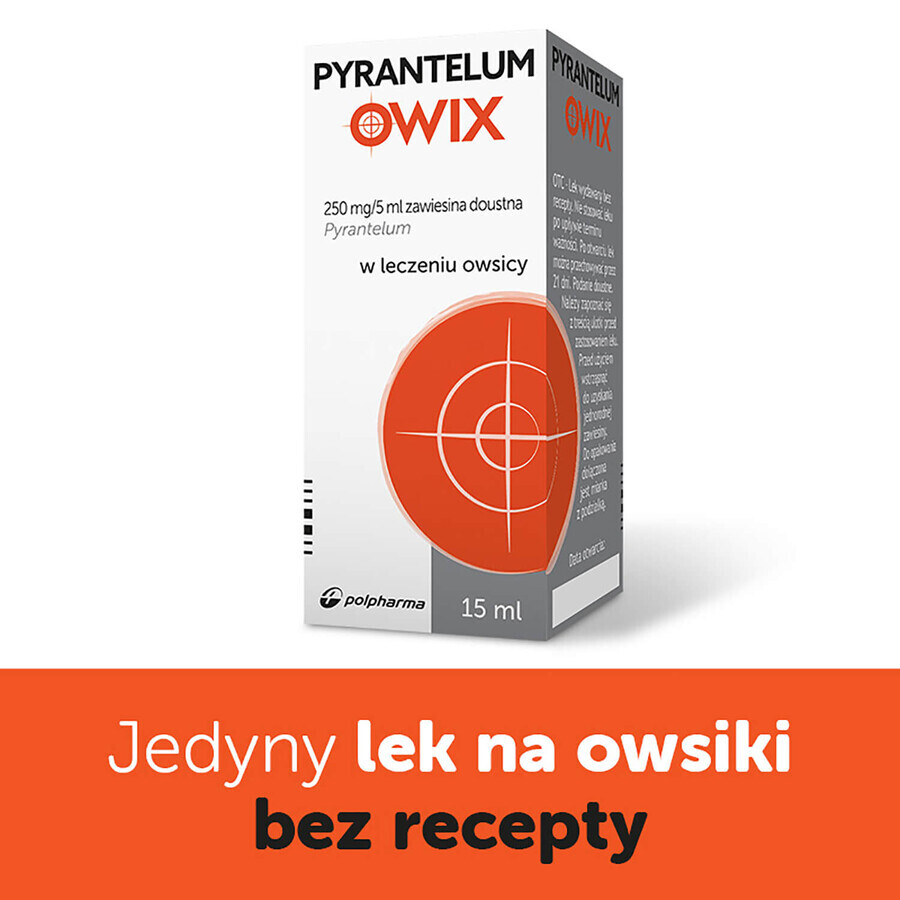 Pyrantelum OWIX, 250 mg/ 5ml, sospensione orale, 15 ml