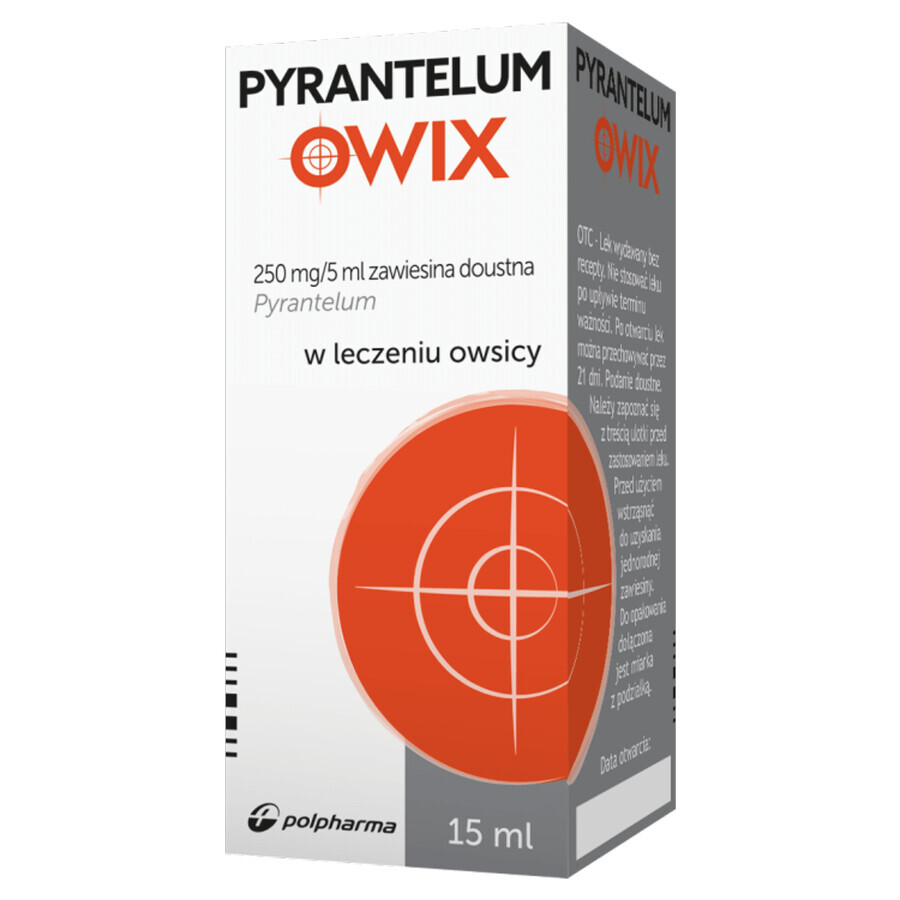 Pyrantelum OWIX, 250 mg/ 5ml, sospensione orale, 15 ml