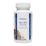 Holistic K2 + D3 și Olja, vitamina K 45 µg + vitamina D 50 µg , 60 capsule