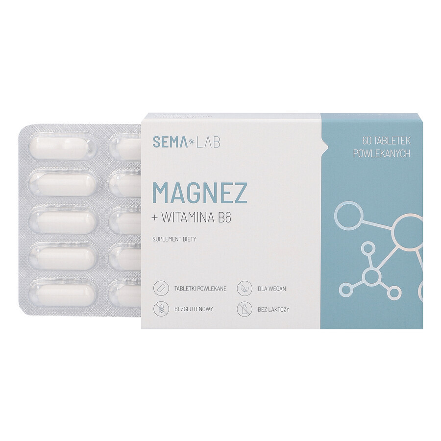 SEMA Lab Magneziu + Vitamina B6, 60 comprimate filmate