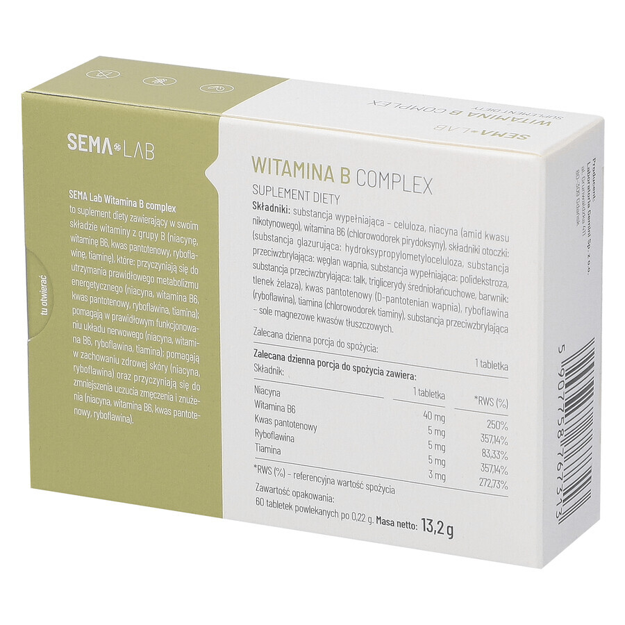 SEMA Lab Vitamin B-Komplex, 60 Filmtabletten