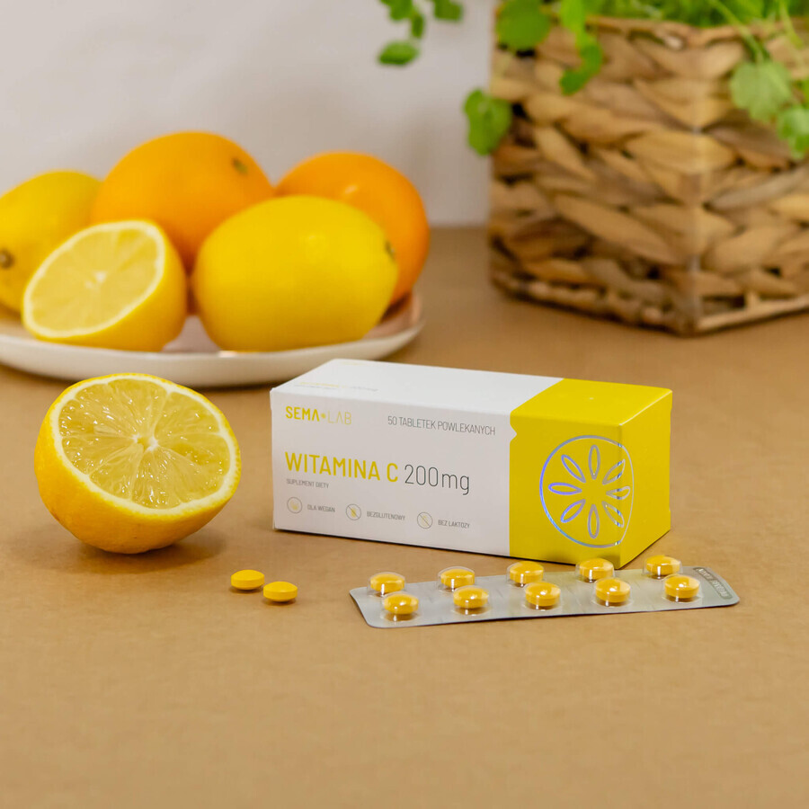 SEMA Lab Vitamin C 200 mg, 50 film-coated tablets