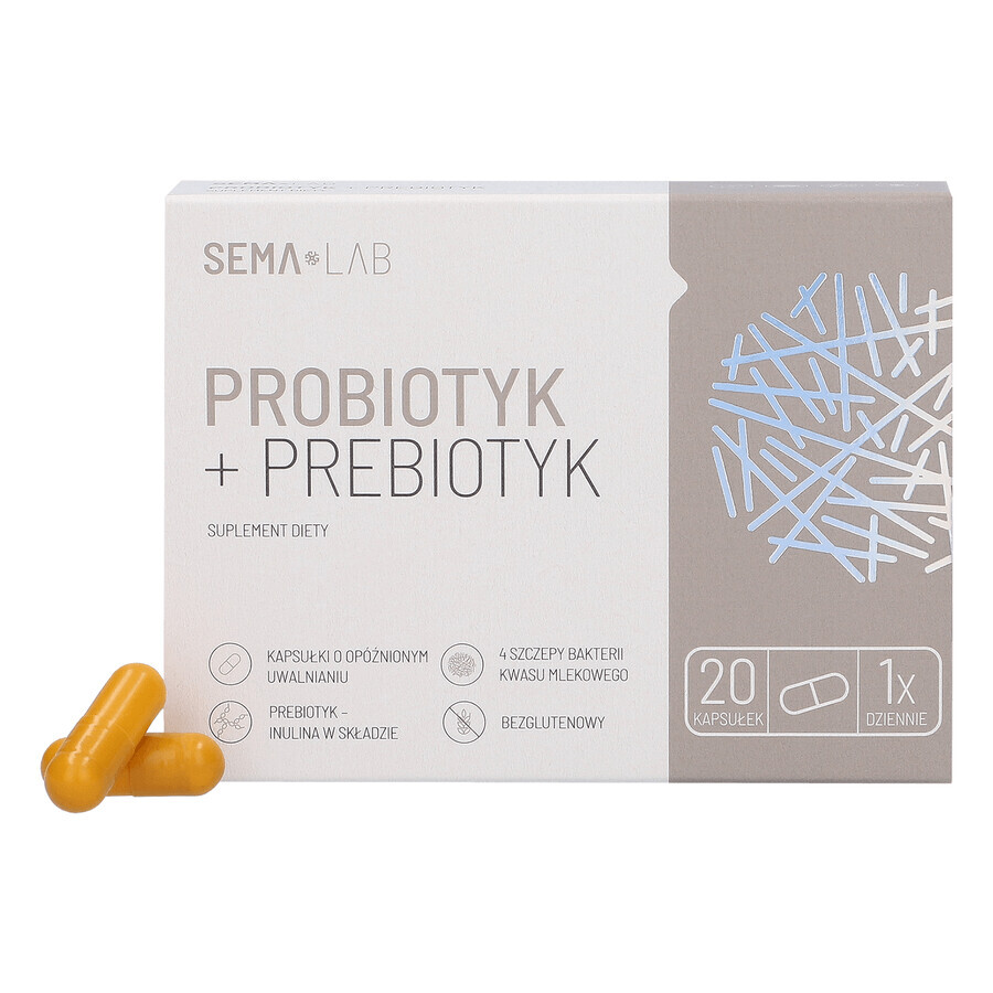 SEMA Lab Probiotic + Prebiotic, 20 Kapseln mit verzögerter Freisetzung