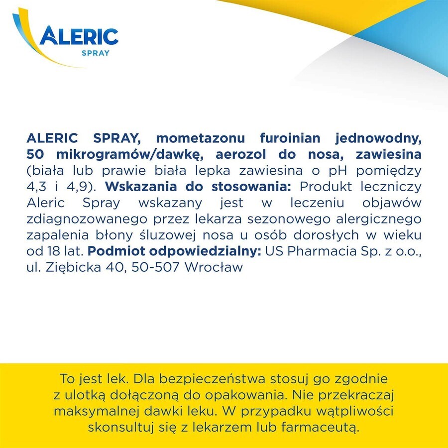 Aleric Spray 50 µg/dose, spray nasale, sospensione, 140 dosi