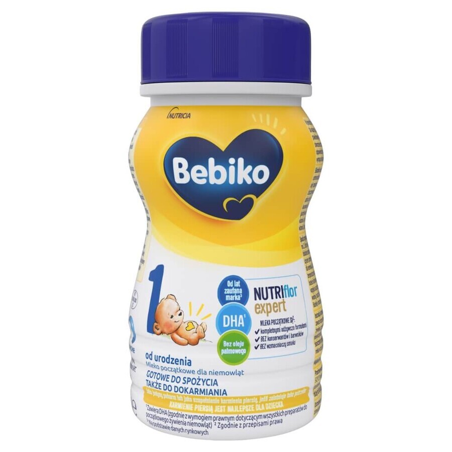 Bebiko 1 Nutriflor Expert, trinkfertige Säuglingsmilch, ab Geburt, 200 ml