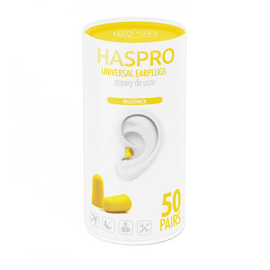 Haspro Tube, tapones para los oídos, amarillo, 100 unidades