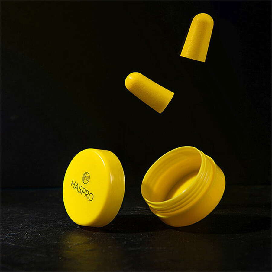 Haspro Tube, tapones para los oídos, amarillo, 100 unidades