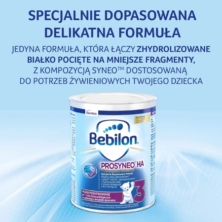 Bebilon Prosyneo HA Hydrolyzed Advance 3, mleko modyfikowane, po 1 roku, 400 g USZKODZONE OPAKOWANIE: ceny i cechy