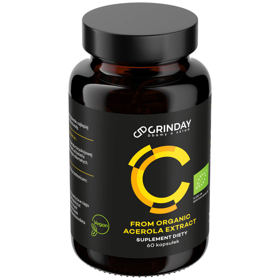 Grinday C, Vitamin C aus Bio-Acerola, 60 Kapseln