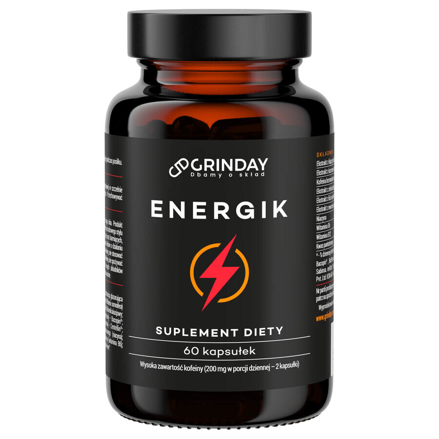 Grinday Energik, énergisant naturel, 60 gélules