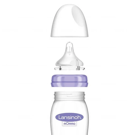 Lansinoh, glazen fles met medium flow NaturalWave speen, 240 ml