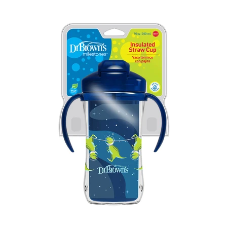 Dr. Brown's, thermobeker met rietje en handvaten, blauw, vanaf 12 maanden, 300 ml