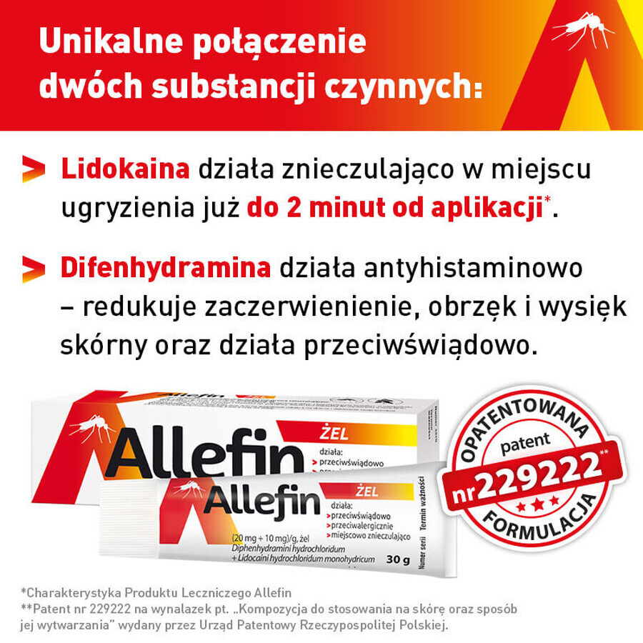 Allefin (20 mg + 10 mg)/g, Gel, 30 g