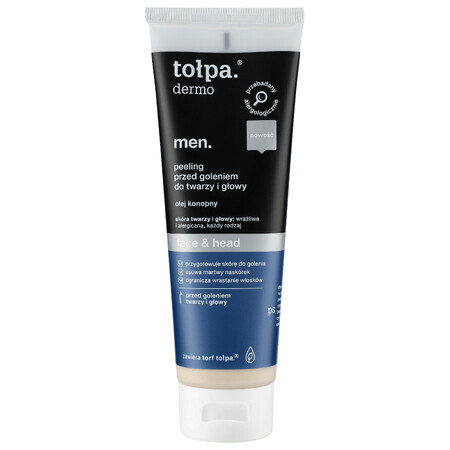 Tolpa Dermo Men Face &amp; Head, pre-shave scrub for face and head, 100 ml