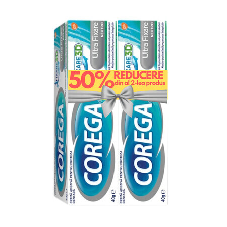 Pachet Crema adeziva pentru proteza dentara Neutro Corega, 40g + 50% reducere la al doilea produs, Gsk