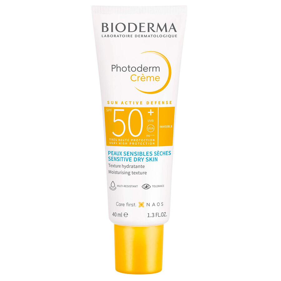 Bioderma Photoderm Creme, crème protectrice pour le visage, peau sèche, SPF 50+, 40 ml