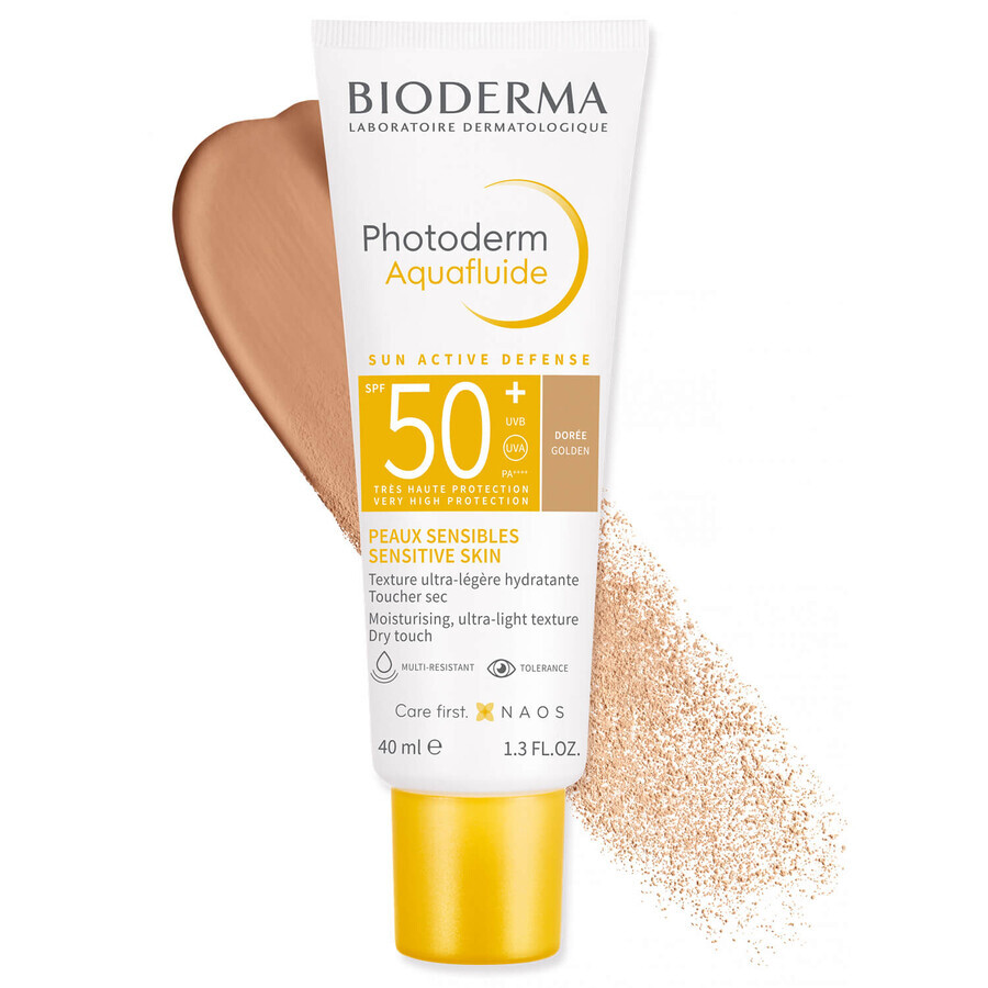 Bioderma Photoderm Aquafluide, ultraleichtes Fluid für empfindliche Haut, dunkler Farbton, SPF 50+, 40 ml