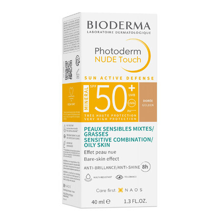 Bioderma Photoderm Nude Touch, fondotinta minerale effetto nudo, tonalità scura, SPF 50+, 40 ml