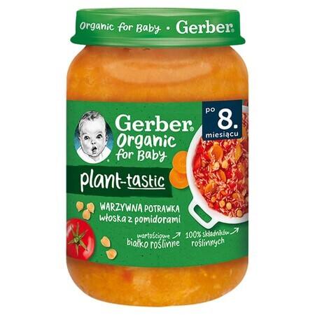 Gerber Organic Plant-Tastic, mâncare italiană de legume cu roșii, după 8 luni, 190 g