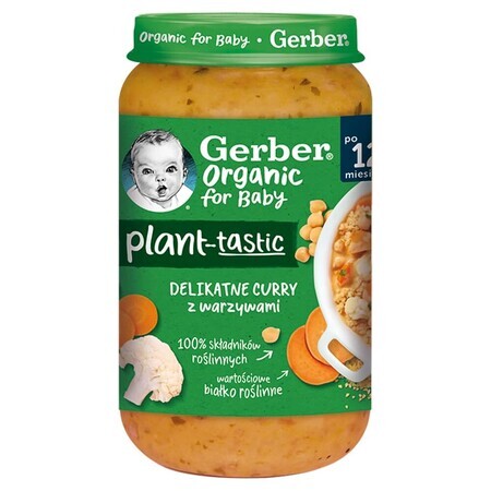 Gerber Organic Plant-Tastic, curry delicat cu legume, după 12 luni, 250 g