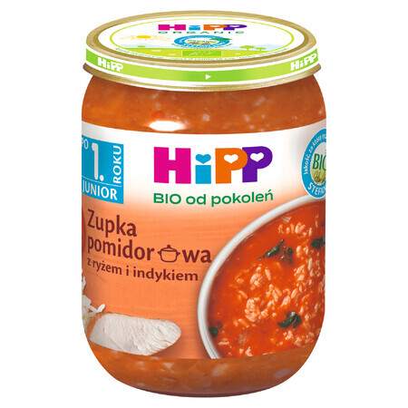 Zuppa HiPP Bio, pomodoro con riso e tacchino, dopo 12 mesi, 250 g