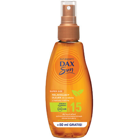 DAX Sun, entspannendes Sonnenöl mit Matcha-Tee, SPF 15, 200 ml