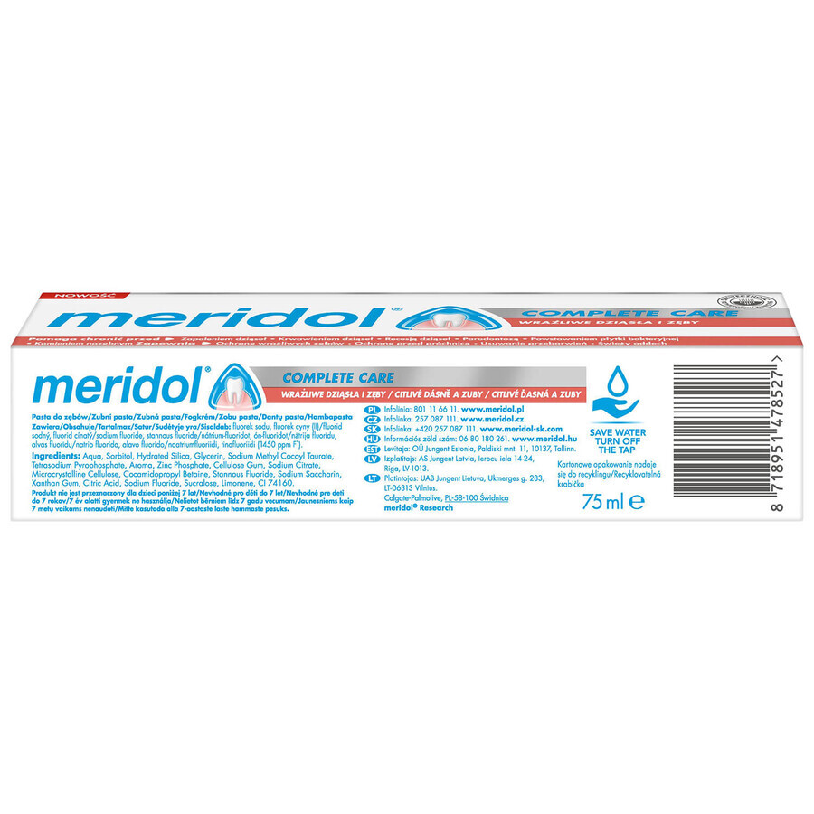 Meridol Complete Care, Zahnpasta, empfindliches Zahnfleisch und Zähne, 75 ml