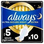 Always Ultra Secure Night, Damenbinden mit Flügeln, Größe 5, Extra, 10 Stück