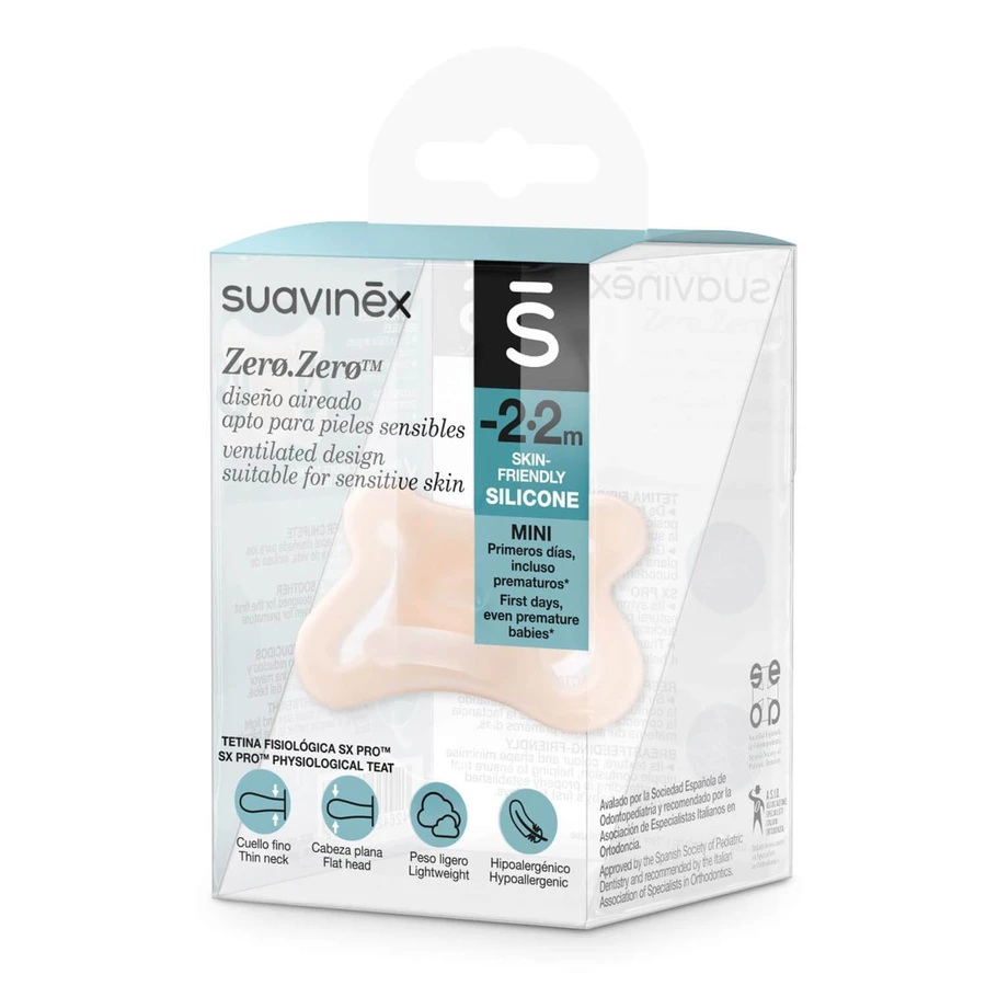 Suavinex SX Pro Zero, Schnuller, Silikon, physiologisch, für Früh- und Neugeborene bis zu 2 Monaten, 1 Stück