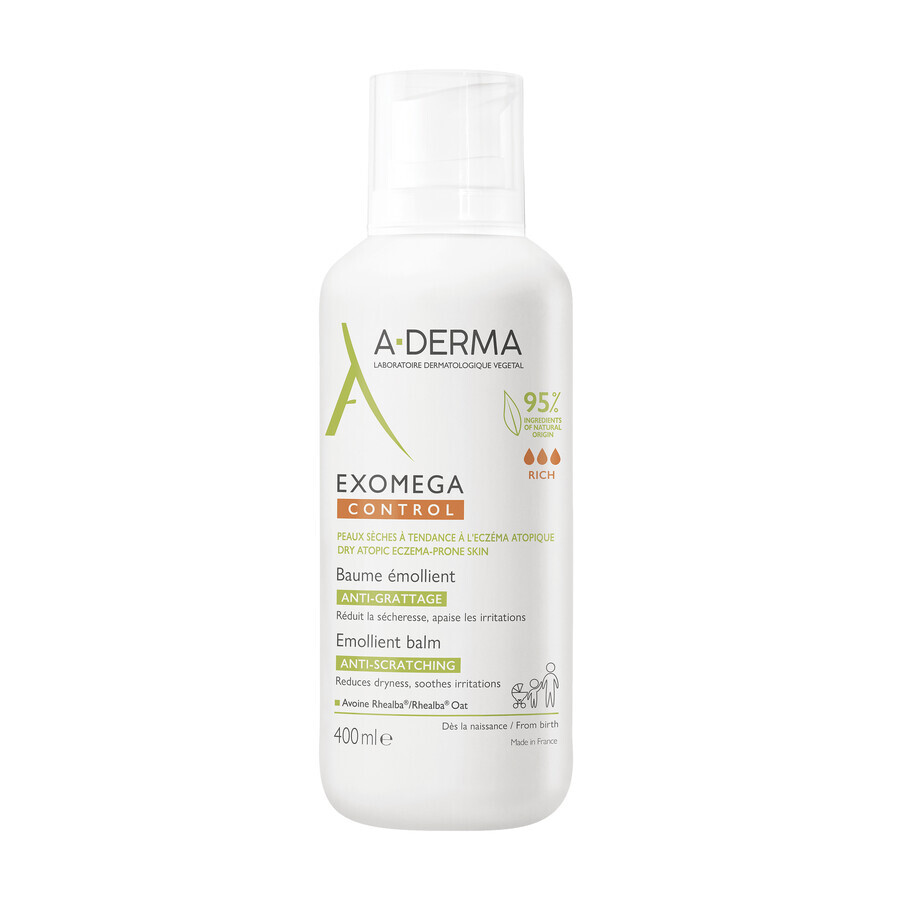 A-Derma Exomega Control, rückfettende Lotion, trockene und zu Schuppen neigende Haut, ab Tag 1, 400 ml