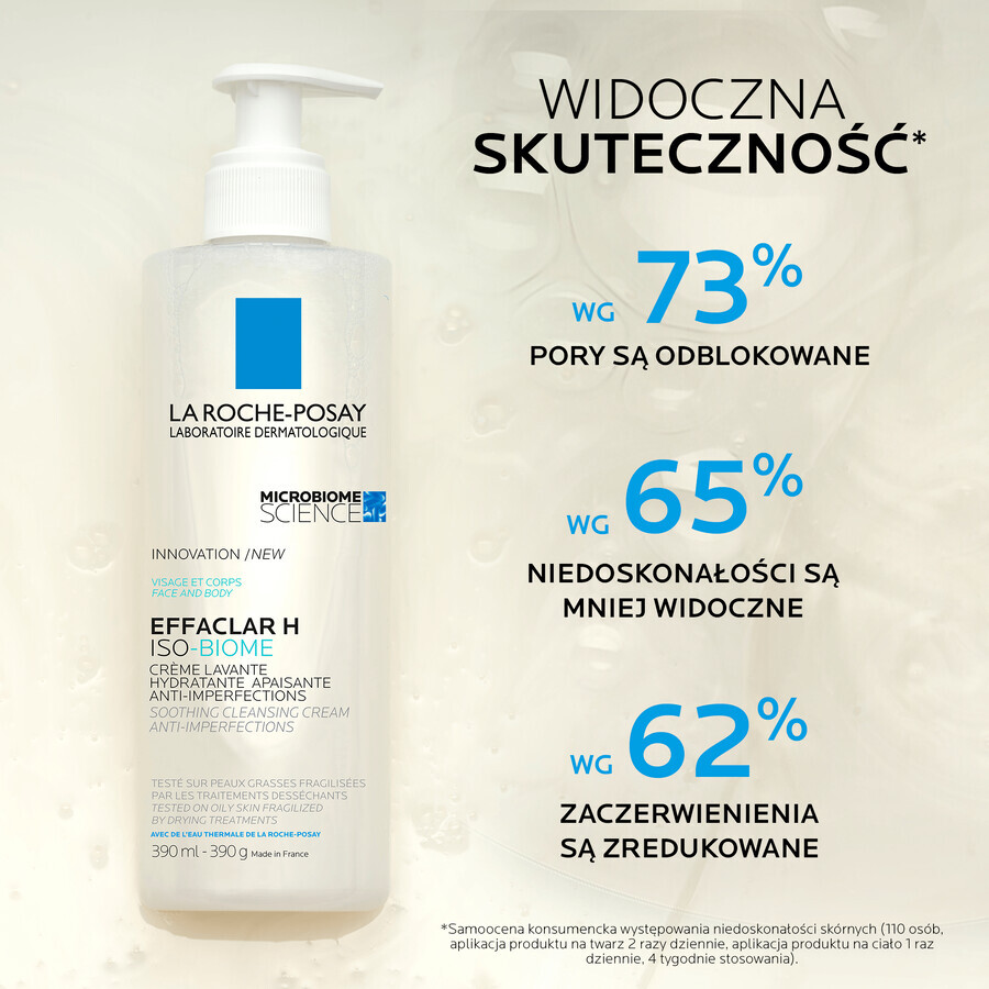 La Roche-Posay Effaclar H Iso - Biome, beruhigende Reinigungscreme gegen Unreinheiten, 390 ml