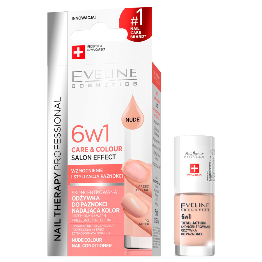 Eveline Cosmetics Nail Therapy, Nagelfarbaufbereiter 6in1, Nude, 5 ml